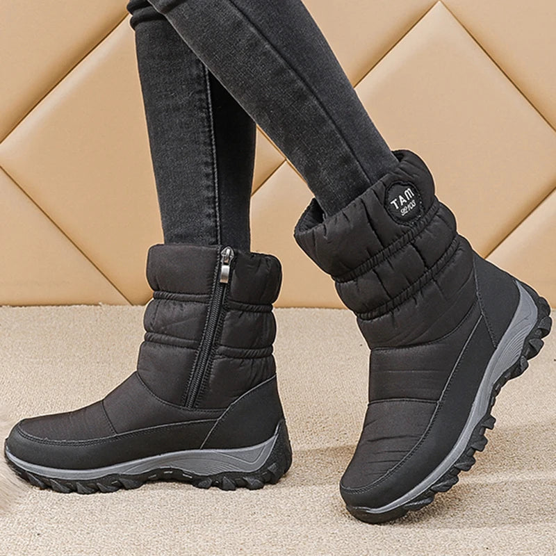 Women's Waterproof Mid-Calf Snow Boots | Non-Slip Winter Women's Snow Boots Axl