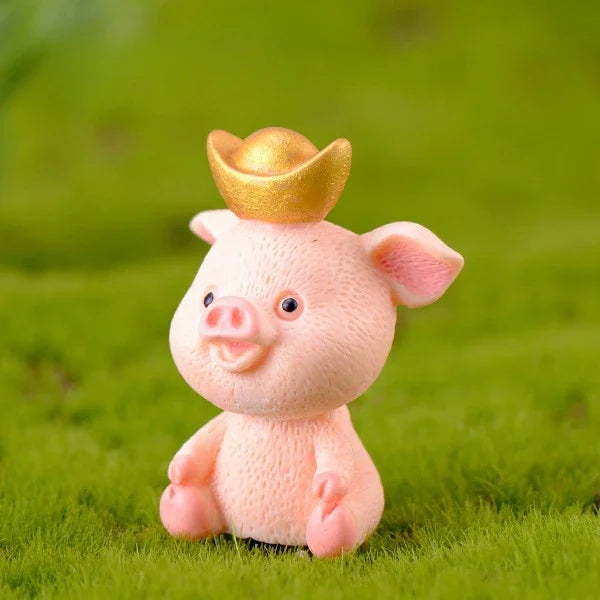 Mini Pig Family Resin Figurines – 5pc Miniature Garden Decor Miniature Resin Figurine Axl D