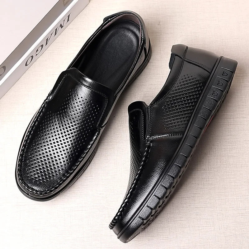 Men's Perforated Cowhide Leather Lace-Up Brogue Dress Shoes Men's Brogue Dress Shoes Axl