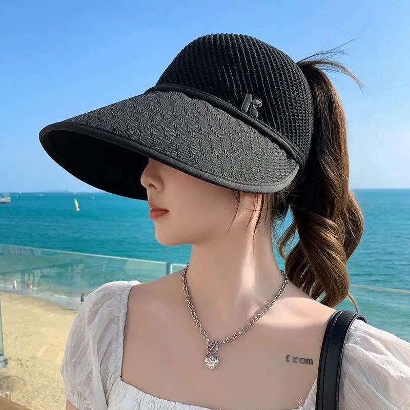 Wide Brim Open Top Straw Sun Hat – Lightweight Beach Travel Wide Brim Sun Hat Axl Black