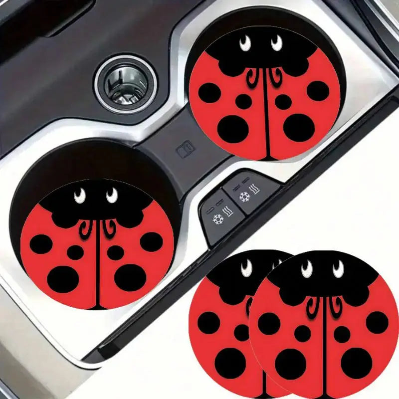 Ladybug Silicone Car Cup Coasters – Non-Slip Set of 2 Silicone Cup Coasters Axl