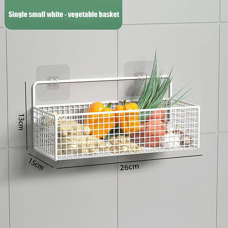 No-Drill Wall Mount Bathroom Shelf & Kitchen Storage Rack Wall Mount Shelf Axl M White