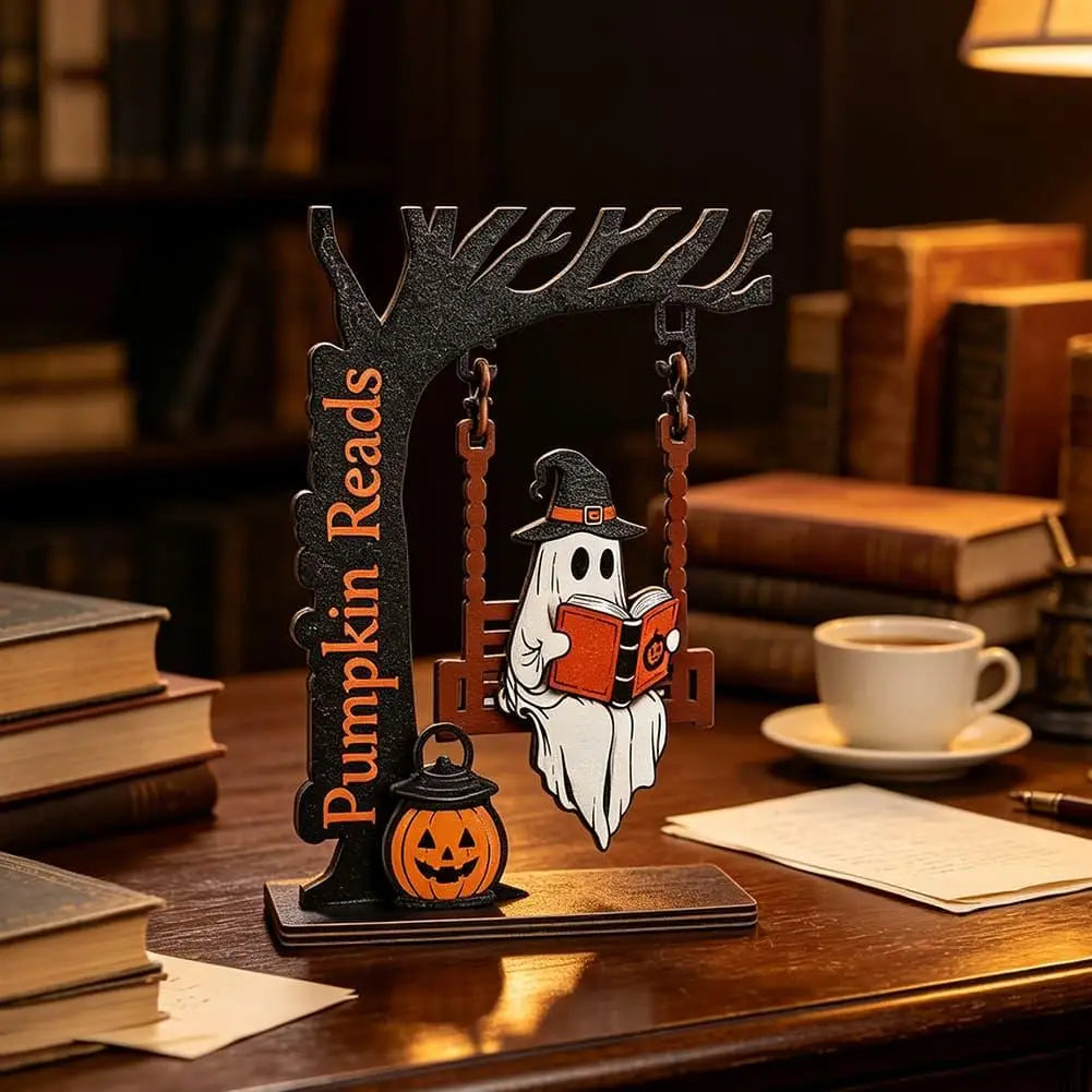 Ghost on a Swing Wooden Halloween Tabletop Ornament Halloween Ornament Axl
