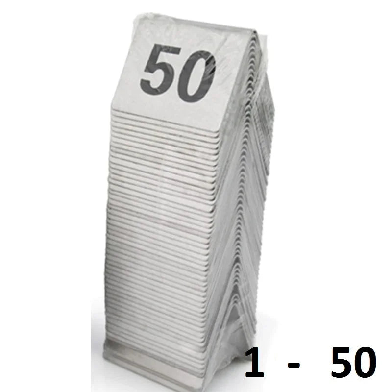 Stainless Steel Tent Table Numbers – Set of 25 or 50 Table Number Cards Axl 1 to 50