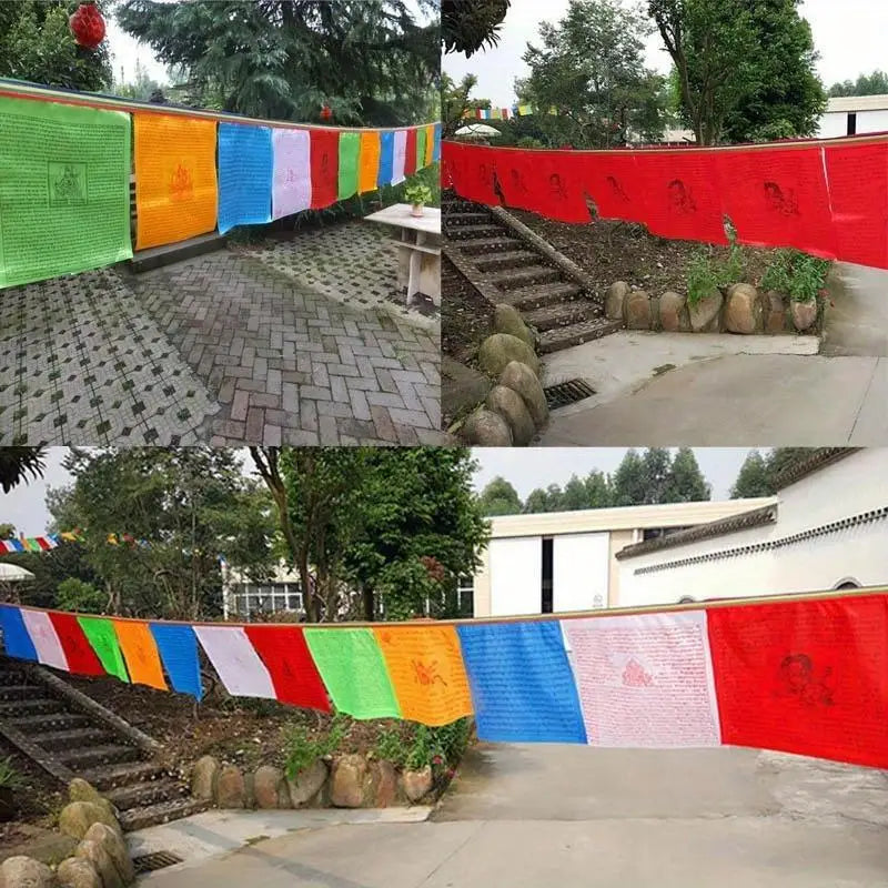 Tibetan Buddhist Lung Ta Prayer Flags – Colour Print Silk Banner Decorative Prayer Flags Axl