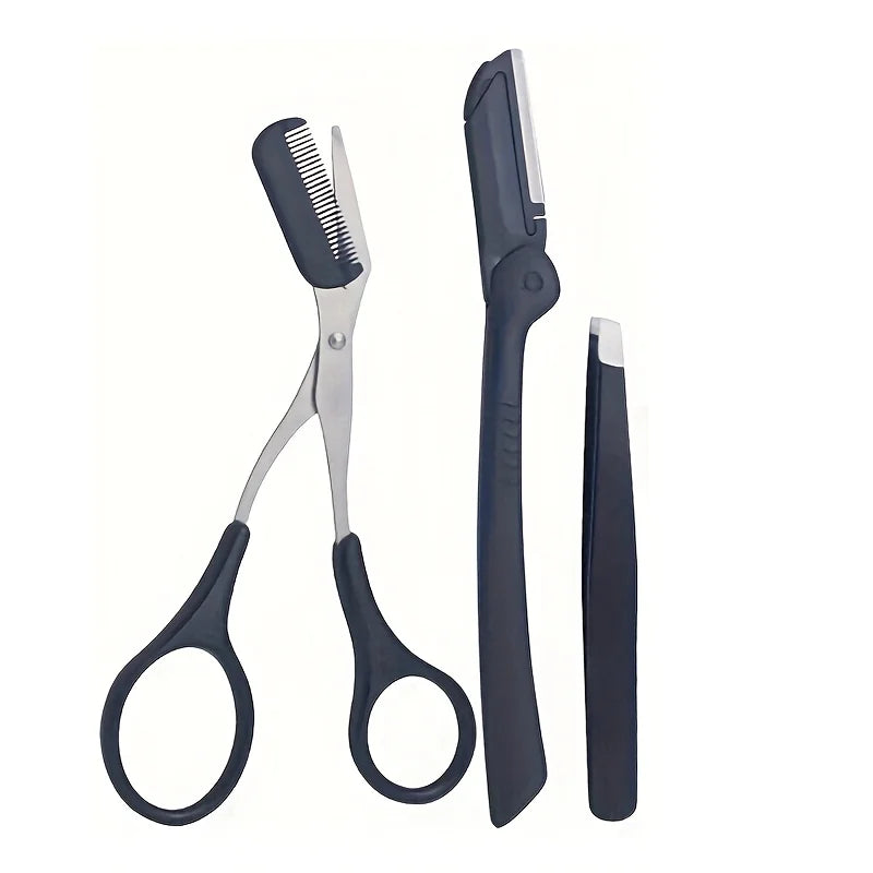 Eyebrow Grooming Razor Kit with Exfoliating Skin Tool Eyebrow Grooming Kit Axl Black