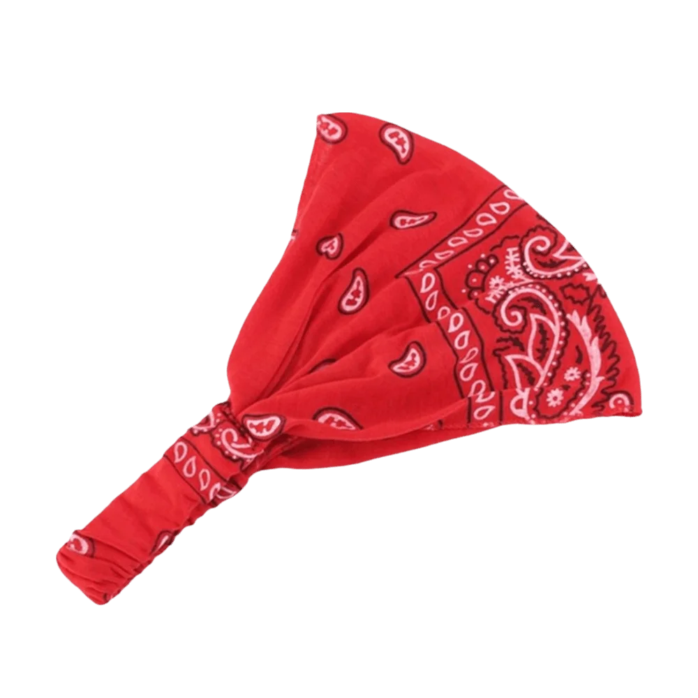 Cotton Paisley Turban Headband – Wide Elastic Non-Slip Wrap Turban Headband Axl Red