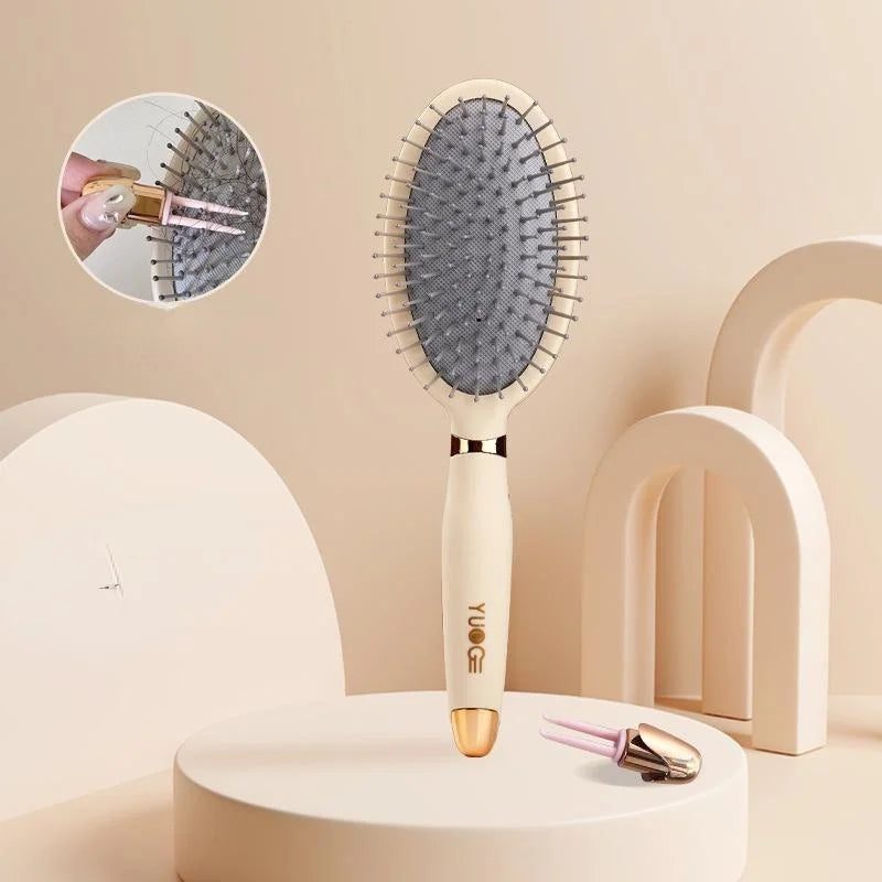 Cute Air Cushion Hair Brush – Antistatic Massage Comb & Cleaner Hair Brush Comb Axl green