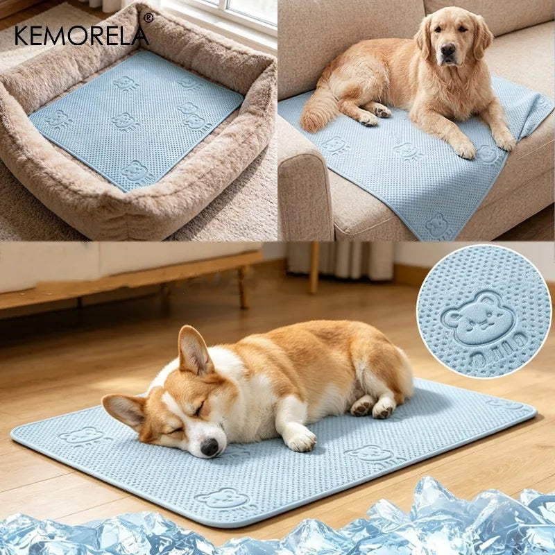 KEMORELA Pet Cooling Mat – Washable Bear Pattern Dog & Cat Pad Pet Cooling Mat Axl