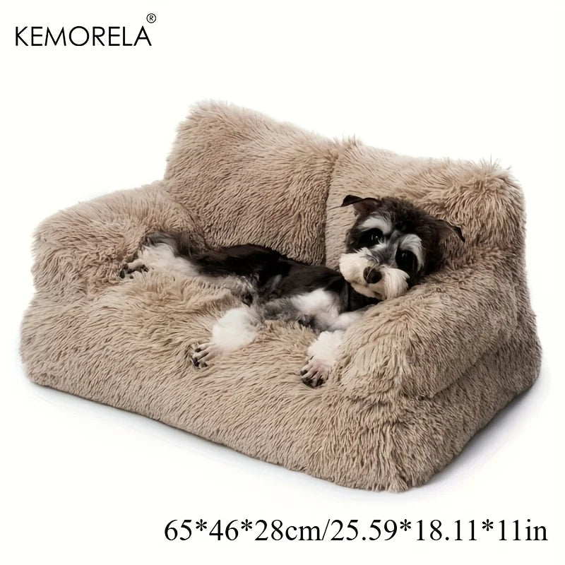 KEMORELA Luxury Long-Hair Cat Sofa Bed for Large Cats Cat Sofa Bed Axl Coffee 65X46X28cm