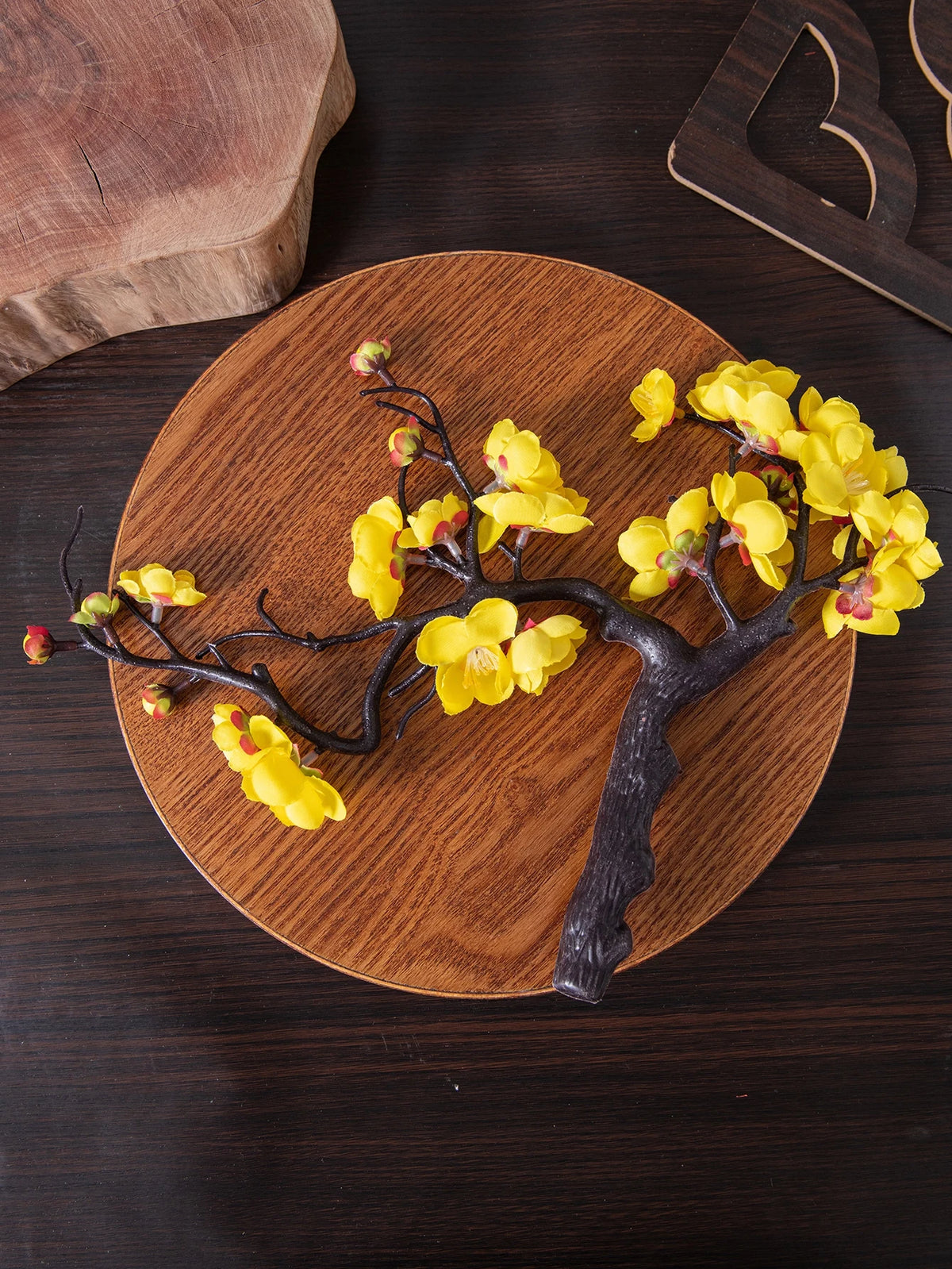 Silk Plum Blossom Branch – Artificial Spring Flower Décor Artificial Flower Branch Axl green