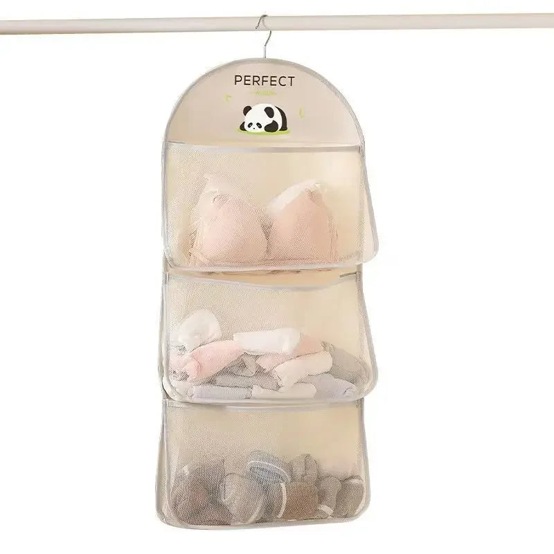 3-Tier Hanging Mesh Bag – Wall-Mounted Underwear & Sock Organizer Hanging Storage Organizer Axl