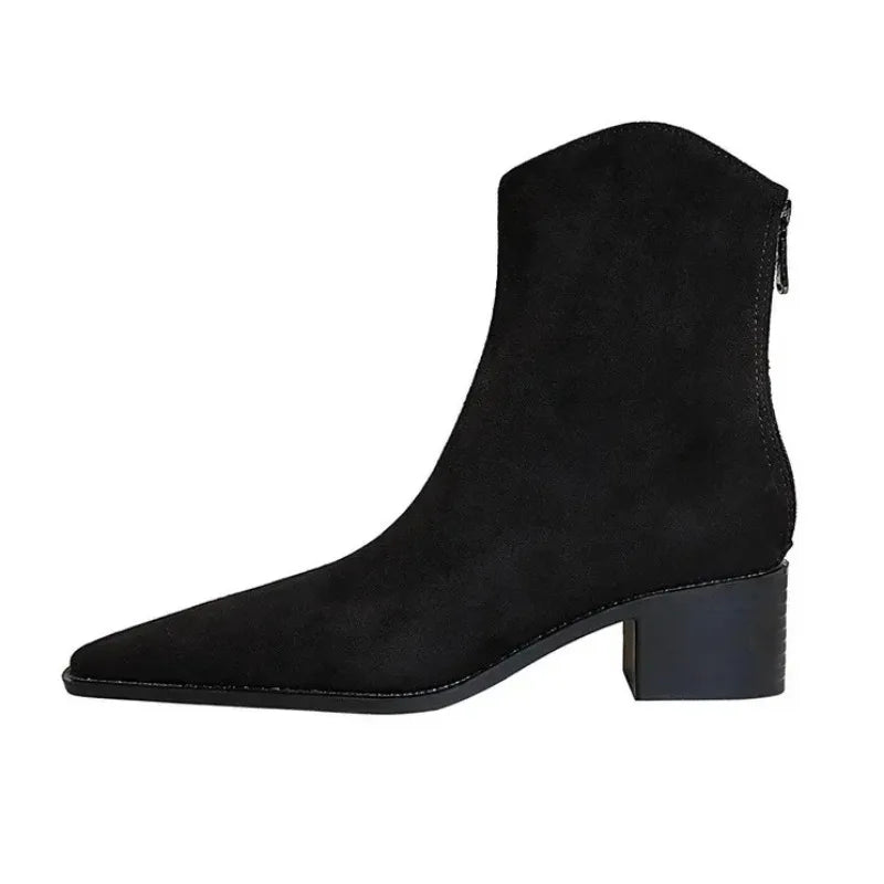 Women's Chelsea Ankle Boots – Chunky Heel Pointed Toe Zip Chelsea Ankle Boots Axl