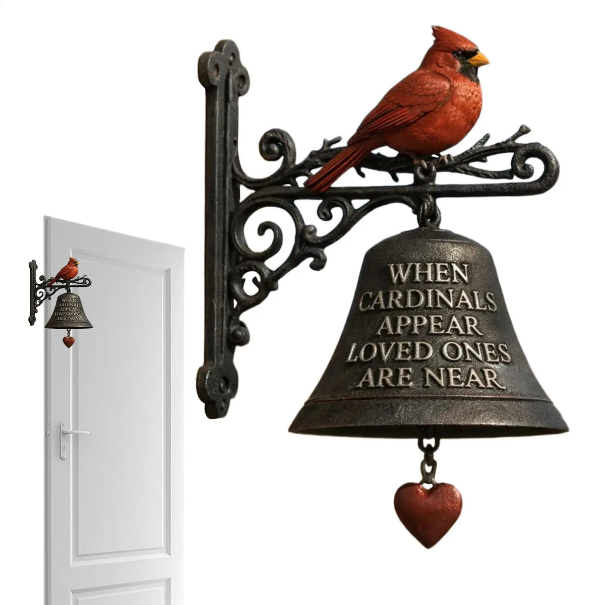 Red Bird Outdoor Dinner Bell – Farmhouse Garden Decor Garden Dinner Bell Axl