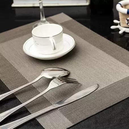 Striped PVC Anti-Slip Placemat – Insulated Table Mat Kitchen Placemat Axl S Silver