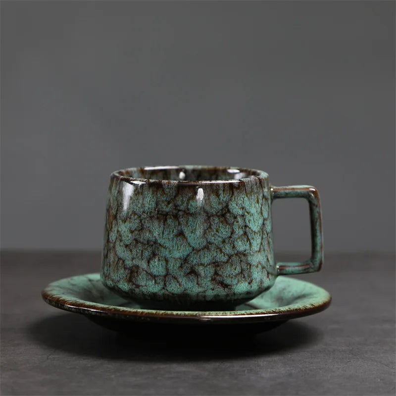 180ml Japanese Kiln-Fired Ceramic Espresso Cup & Saucer Set Ceramic Espresso Cup Axl Blue 180ml