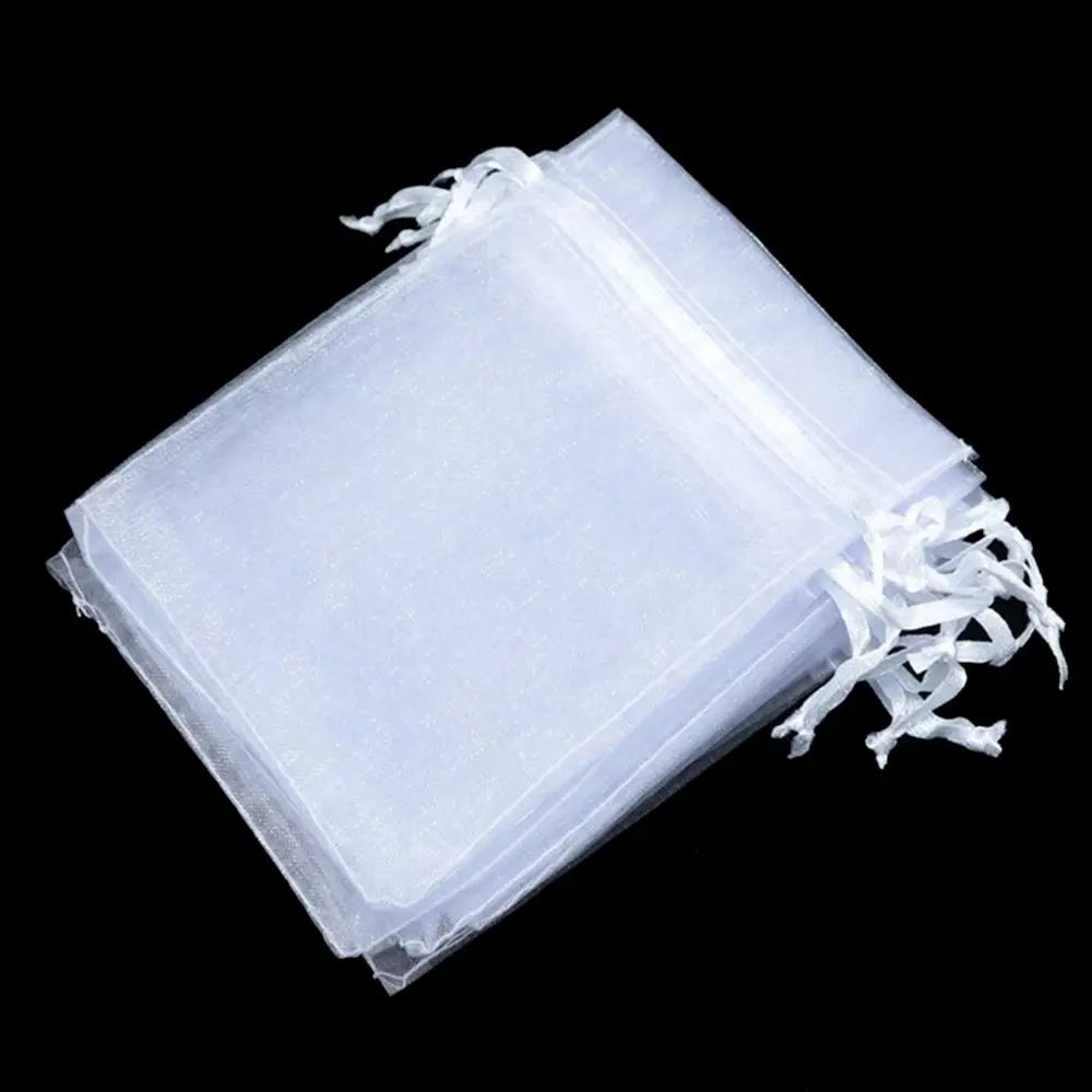 White Organza Drawstring Gift Bags 25/50 Pack – Party Pouches Organza Gift Bags Axl