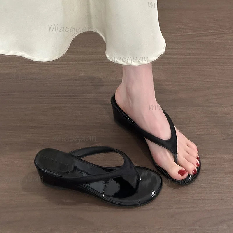 Women's Platform Wedge Flip Flops – Clip Toe Summer Slippers Platform Wedge Slippers Axl