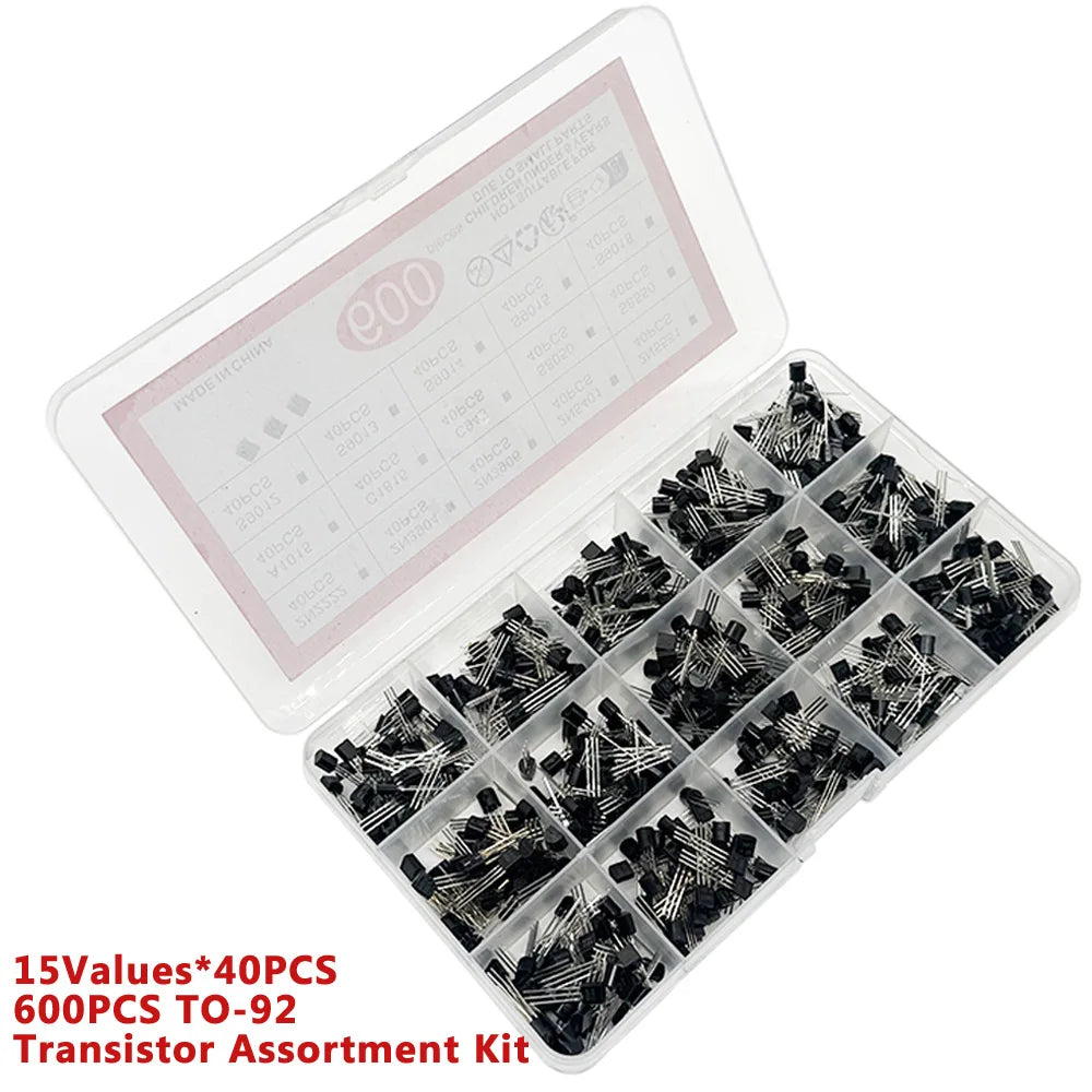 600PCS TO-92 Transistor Kit – 15 Values NPN PNP Bipolar Transistor Assortment Kit Axl