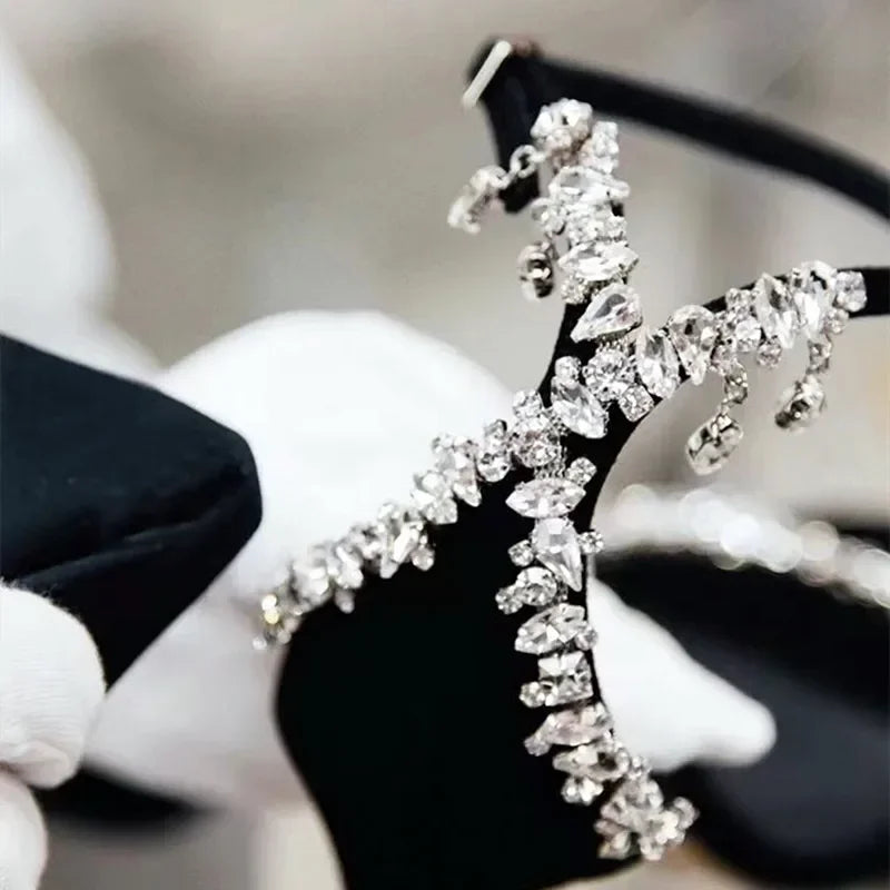 Women's Rhinestone Crystal High Heel Sandals – Ankle Strap High Heel Sandals Axl