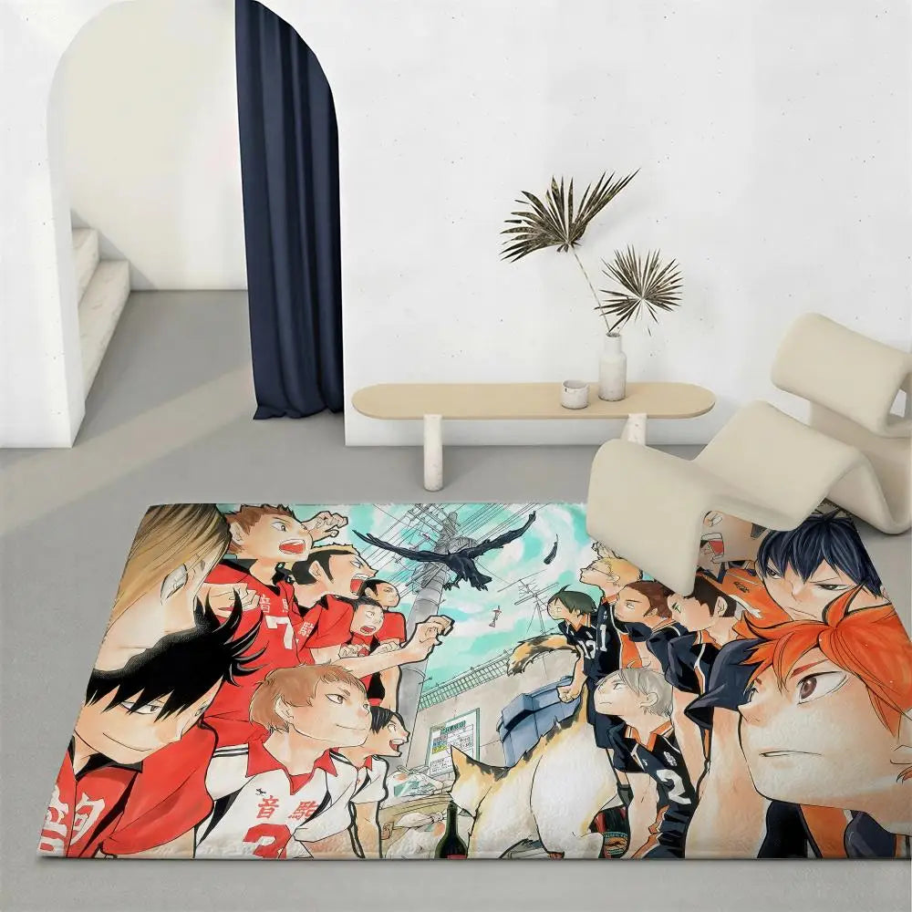 Haikyuu Anime Flannel Floor Mat – Non-Slip Soft Indoor Rug Anime Floor Rug Axl White3 100x160cm
