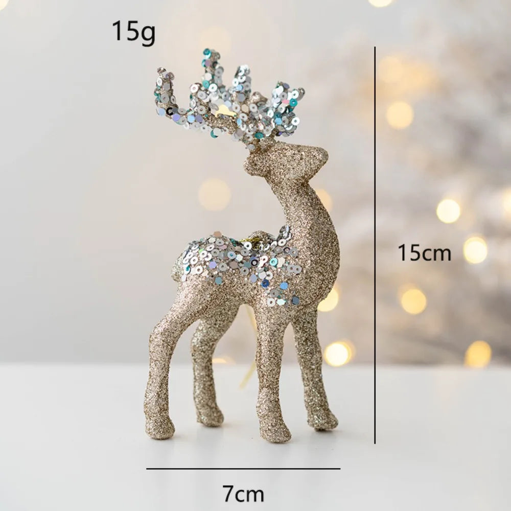Glitter Reindeer Elk Flocked Christmas Tree Pendant Ornament Christmas Tree Ornament Axl Champagne