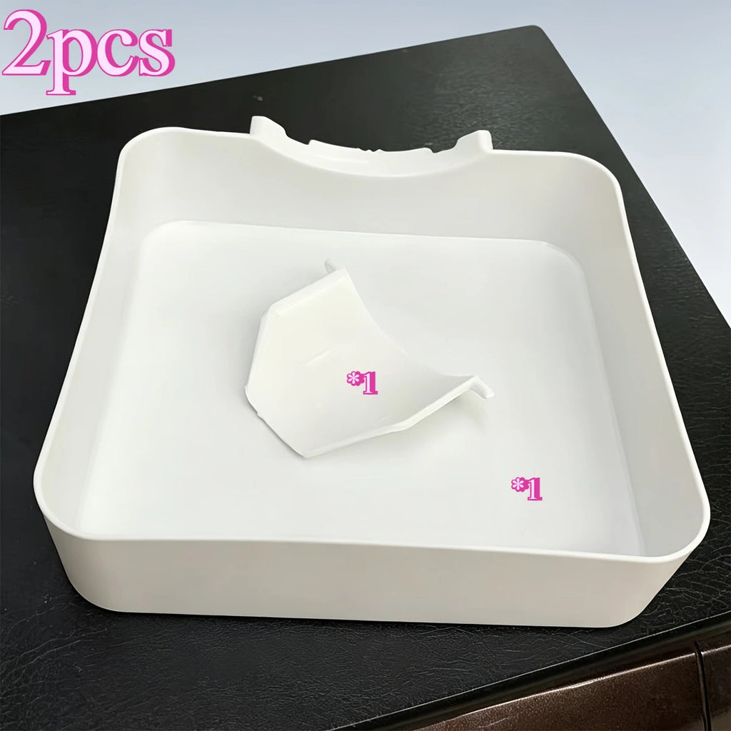 Washing Machine Drain Tray with Deflector & Lid Tool Set Washing Machine Accessory Axl White Set of 2