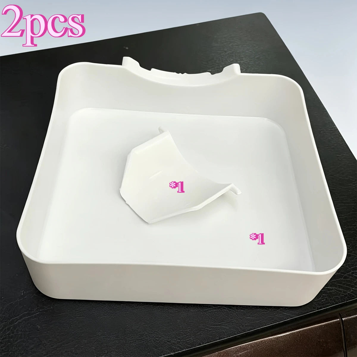 Washing Machine Drain Tray with Deflector & Lid Tool Set Washing Machine Accessory Axl White Set of 2