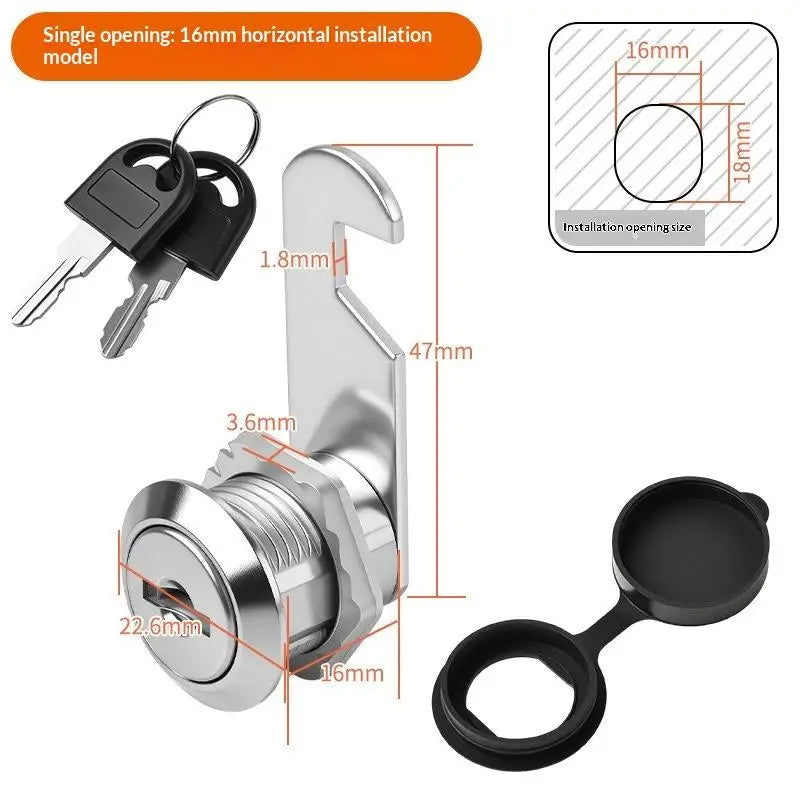 Zinc Alloy Cam Lock Waterproof Cover Cabinet Drawer 2 Keys Cam Lock Axl A1