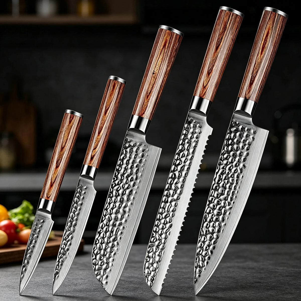 XITUO 6-Piece Damascus VG10 Chef Knife Set & Magnetic Block Damascus Knife Set Axl 5PCS Knife