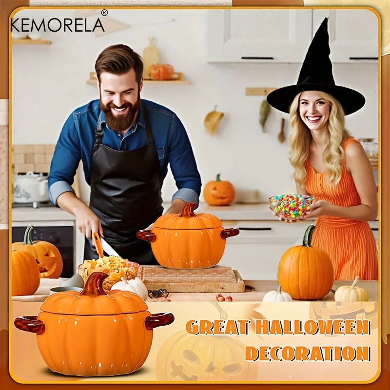 KEMORELA Ceramic Pumpkin Casserole Pot – Oven-Safe with Lid Ceramic Casserole Pot Axl