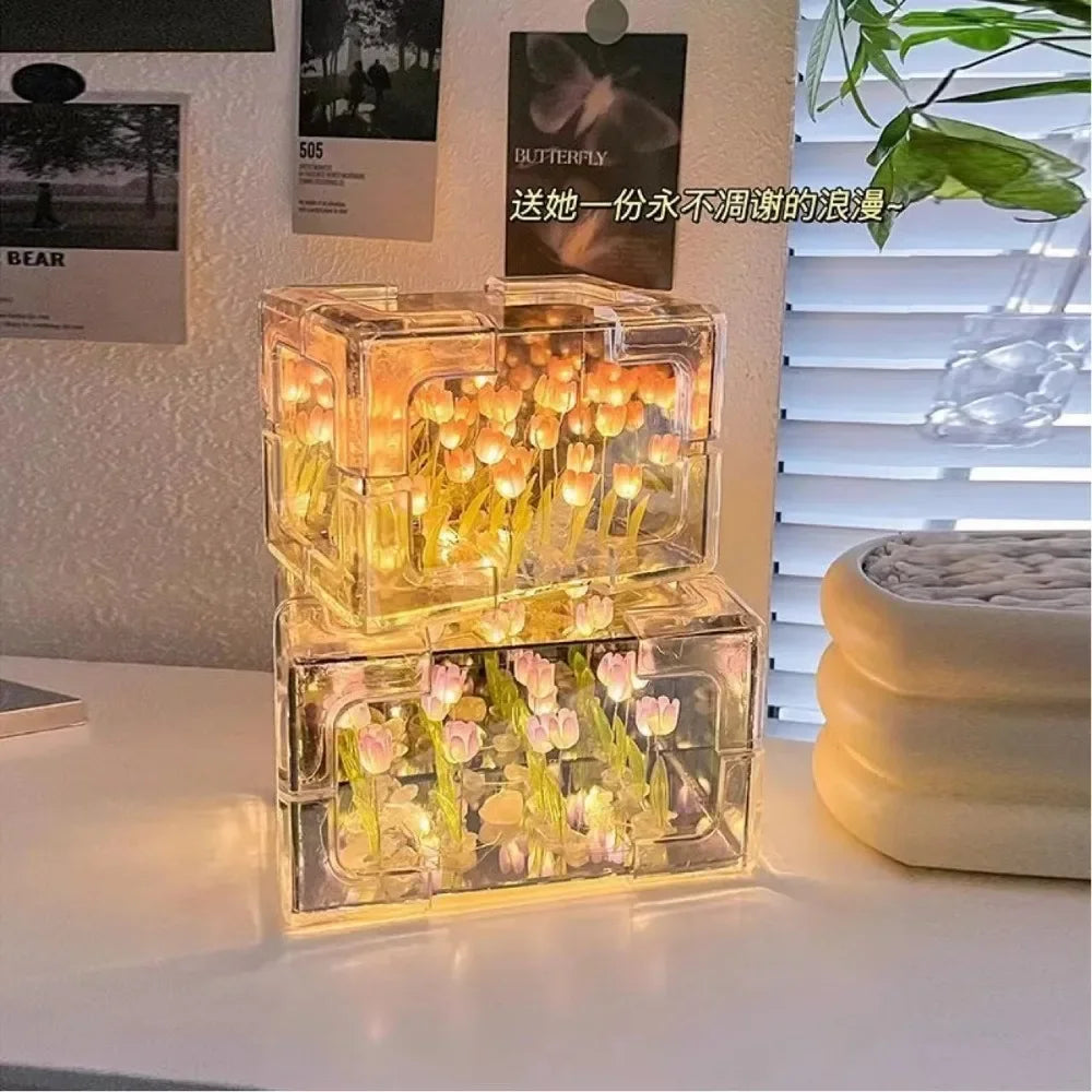 DIY Tulip 3D Night Lamp Kit – Flower Cube LED Gift Set DIY Night Lamp Kit Axl
