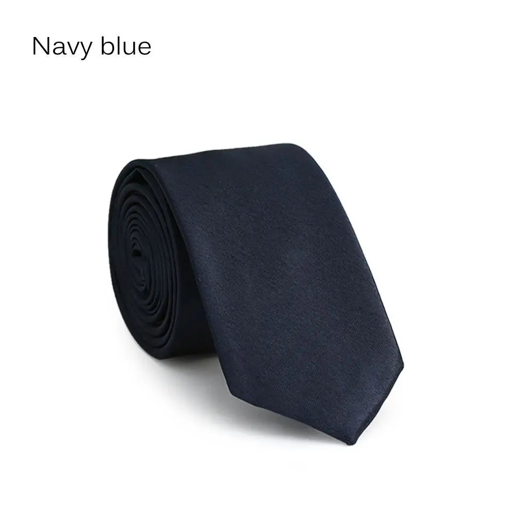 Men's Slim Solid Skinny Necktie – Faux Silk Wedding & Party Tie Men's Necktie Axl navy blue