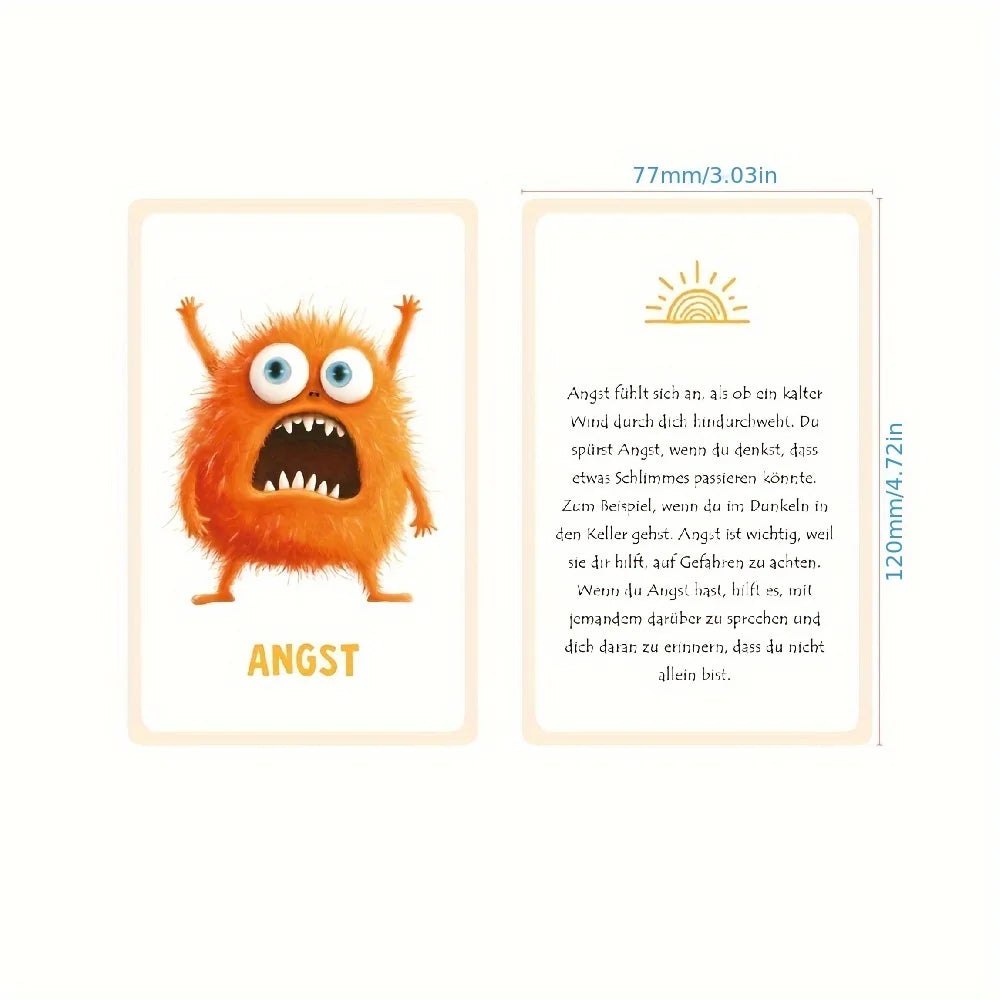 German Emotion Monster Flashcards – Kids Feelings Teaching Cards Educational Flashcards Axl