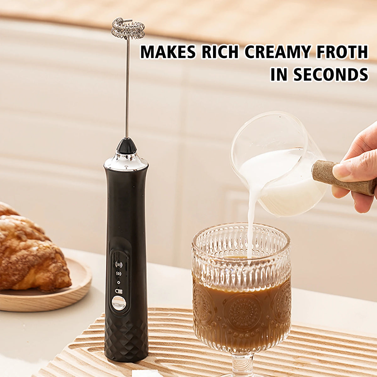 Rechargeable Handheld Electric Milk Frother – 12000 RPM Electric Milk Frother Axl