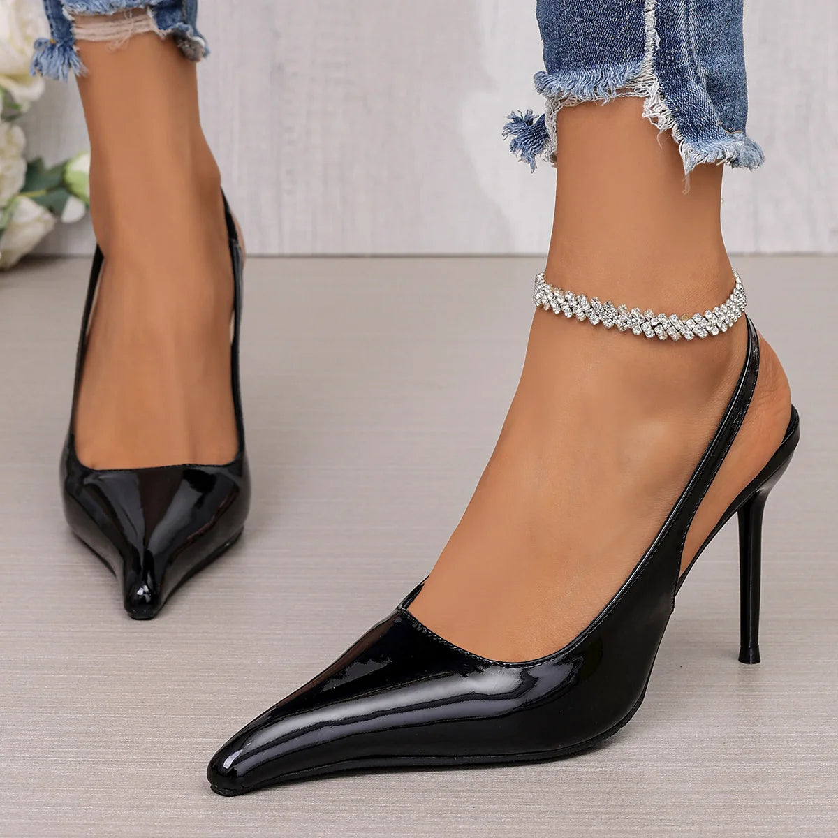 YBQJOO Pleated Hollow Buckle Strap Women High Heel Sandals High Heel Sandals Axl