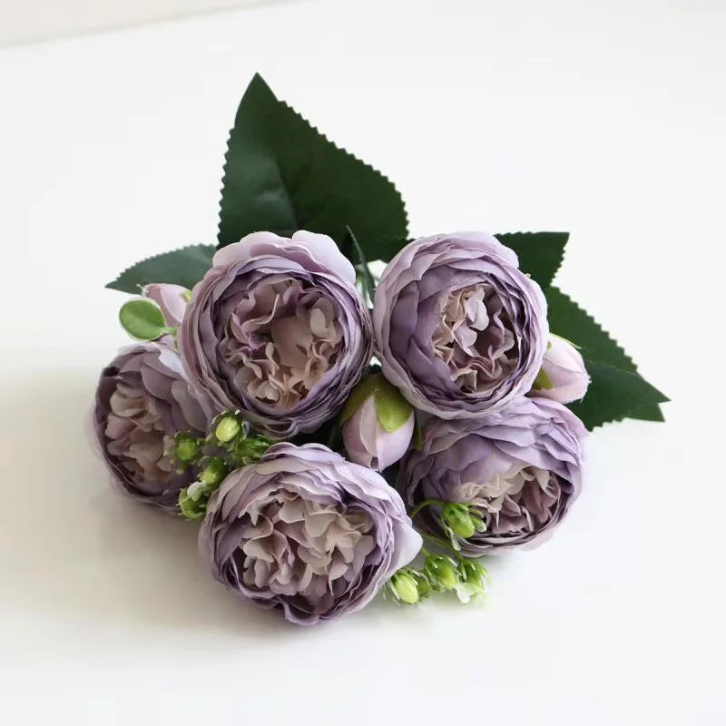 Silk Peony Bouquet – Artificial Flowers for Wedding & Home Decor Artificial Flower Bouquet Axl purple