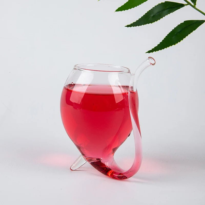 Creative Wine Glass with Built-In Straw | Borosilicate Cup Novelty Wine Glass Axl