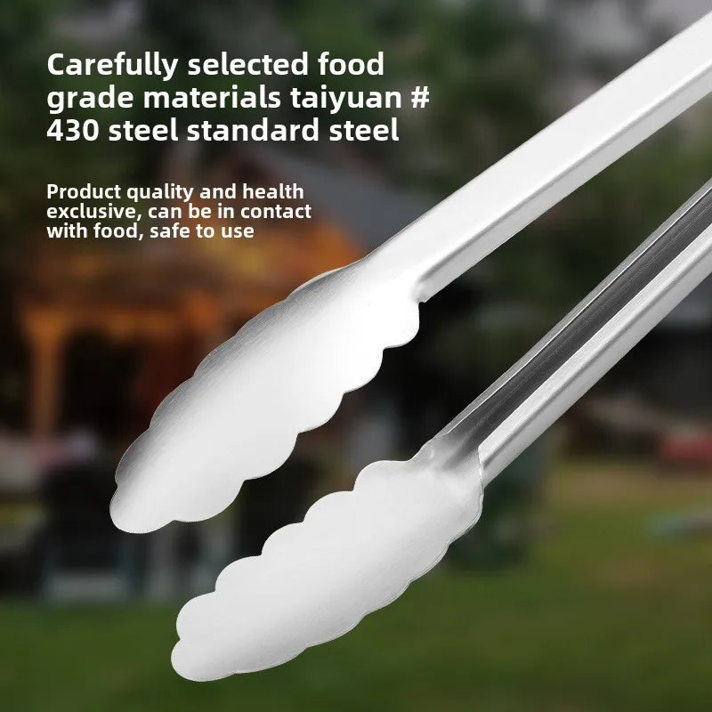 Stainless Steel BBQ Tongs with Heat-Resistant Wooden Handles BBQ Grill Tongs Axl