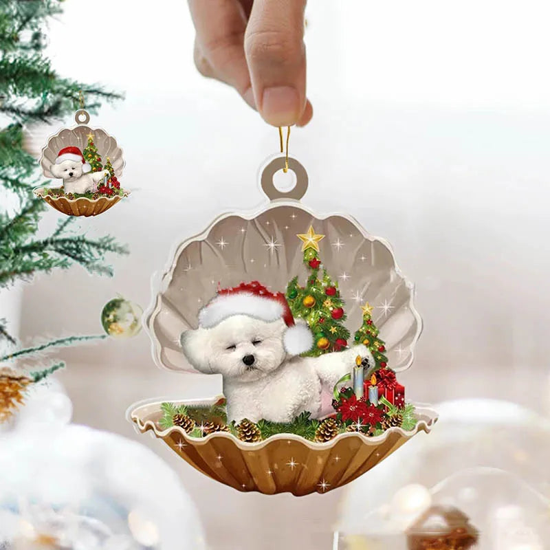 Christmas Puppy Dog Shell Hanging Ornament | Xmas Tree Pendant Christmas Tree Ornament Axl