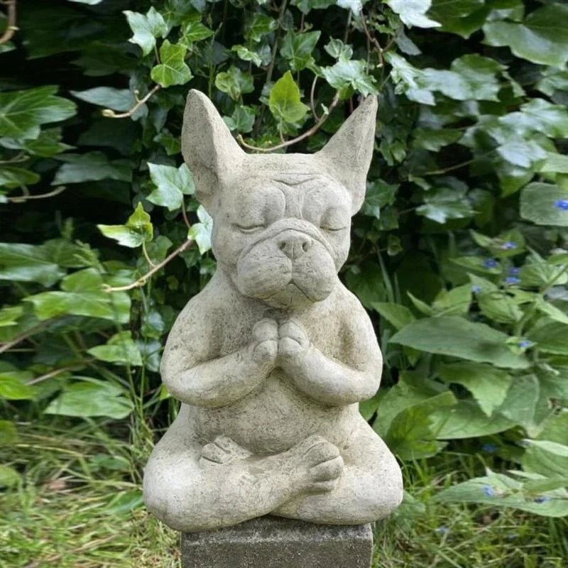 Zen French Bulldog Yoga Pose Resin Statue | Garden Figurine Garden Resin Figurine Axl