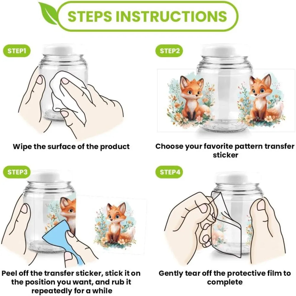 10 Pcs Fox UV DTF Transfer Stickers – Waterproof Cup Decals Transfer Sticker Pack Axl