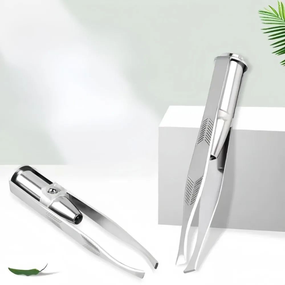LED Light Eyebrow Clip – Stainless Steel Precision Tweezers Eyebrow Tweezers Axl