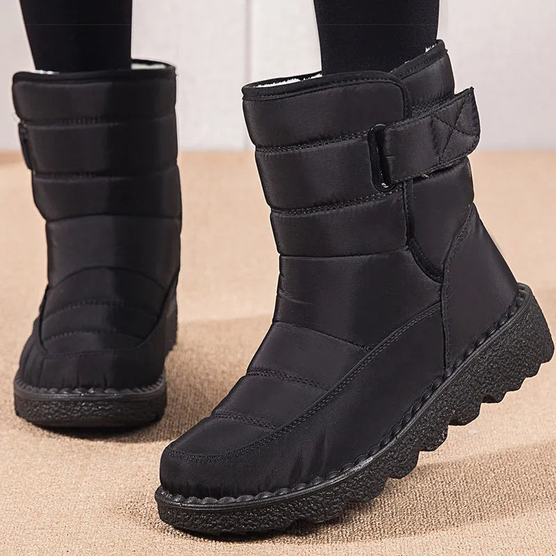Women's Waterproof Snow Boots – Fur-Lined Ankle Boots Korea Style Women's Snow Boots Axl Black 37