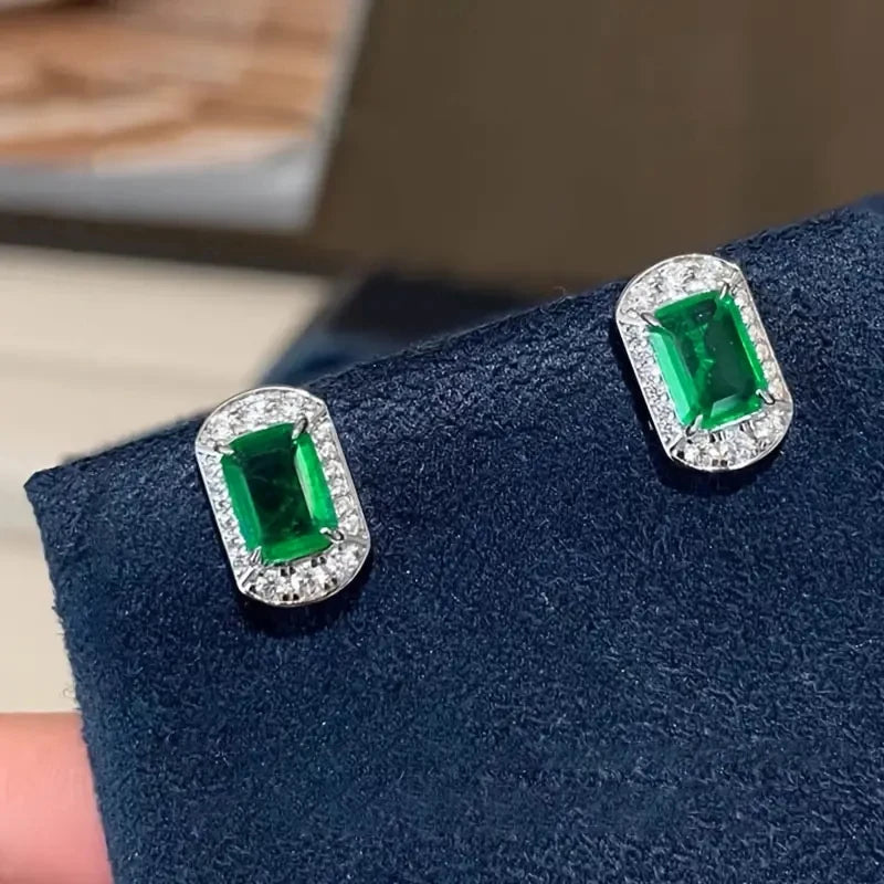 Huitan Green CZ Stud Earrings – Elegant Women's Jewelry CZ Stud Earrings Axl