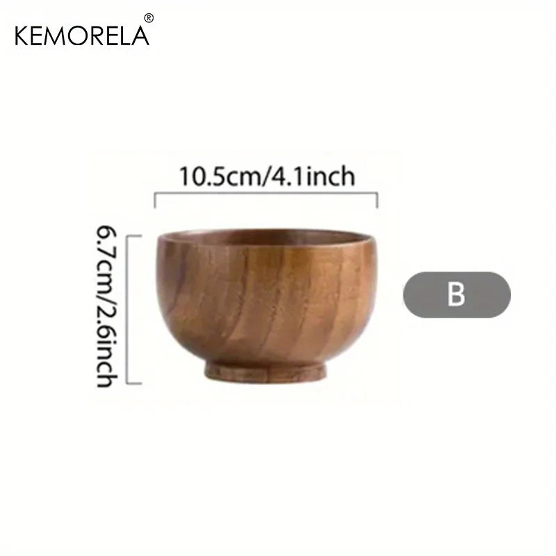 KEMORELA Natural Wooden Bowl – Salad, Rice & Fruit Serving Wooden Serving Bowl Axl B