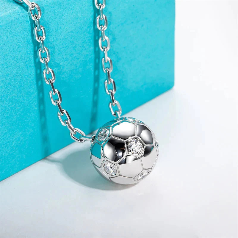 Huitan Football Pendant Necklace – Cubic Zirconia Sport Jewelry Pendant Necklace Axl