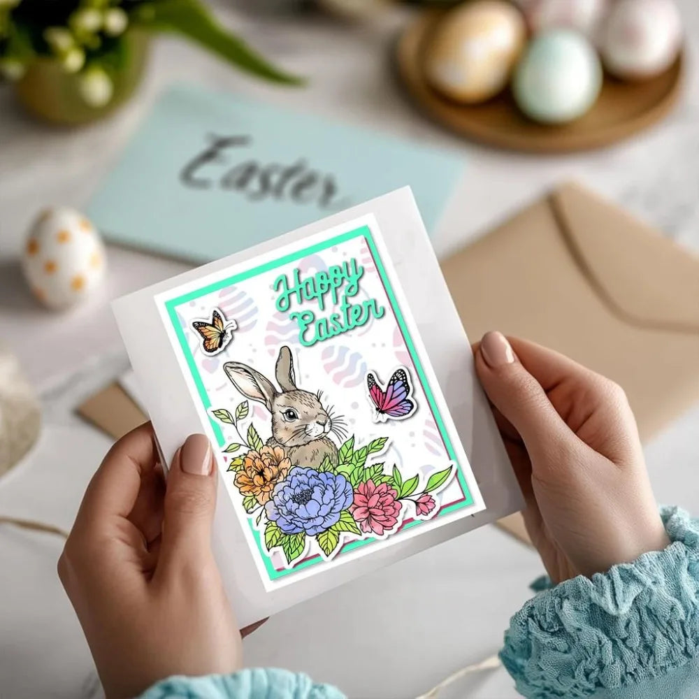 Easter Rabbit Clear Stamps Cutting Dies & PET Stencils Set Stamp & Die Set Axl