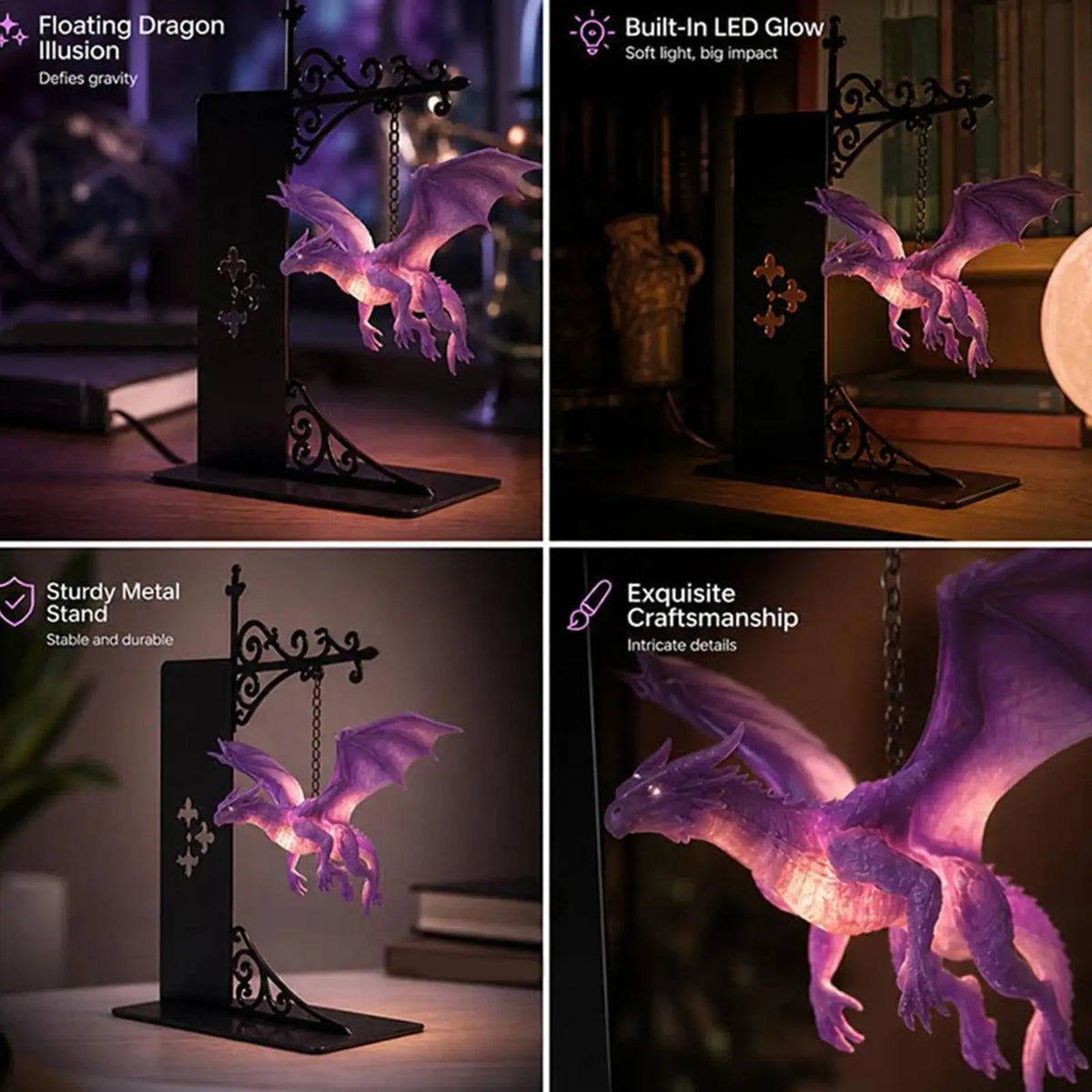 Dragon Bookshelf Lamp – Warm LED Vintage Library Lantern Decorative Bookshelf Lamp Axl