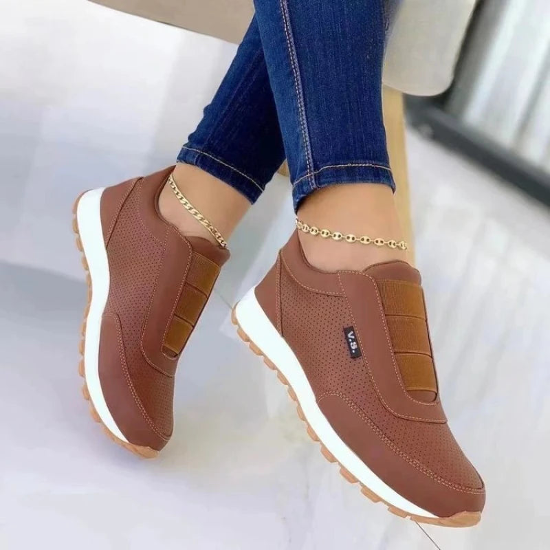 Women's Canvas Platform Sneakers – Non-Slip, Plus Size, Elastic Band Canvas Platform Sneakers Axl Brown 36